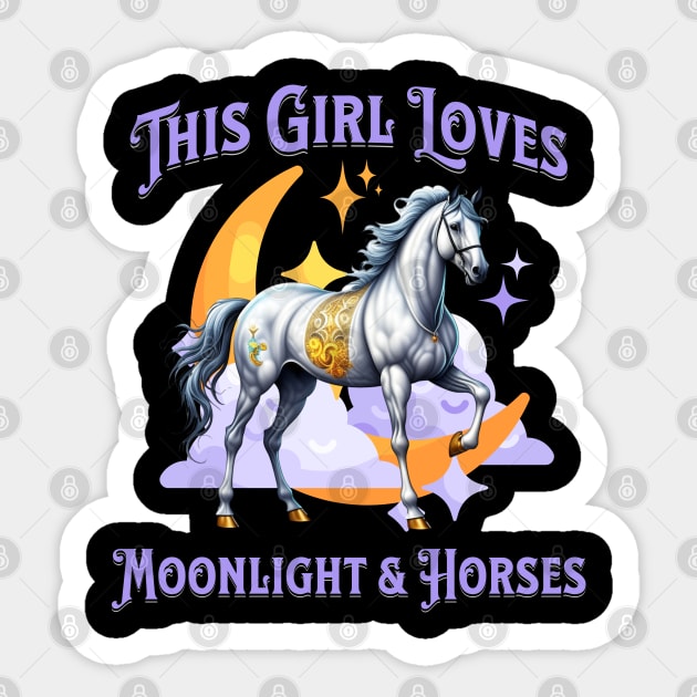 This Girl Loves Moonlight and Horses Sticker by sarahwainwright